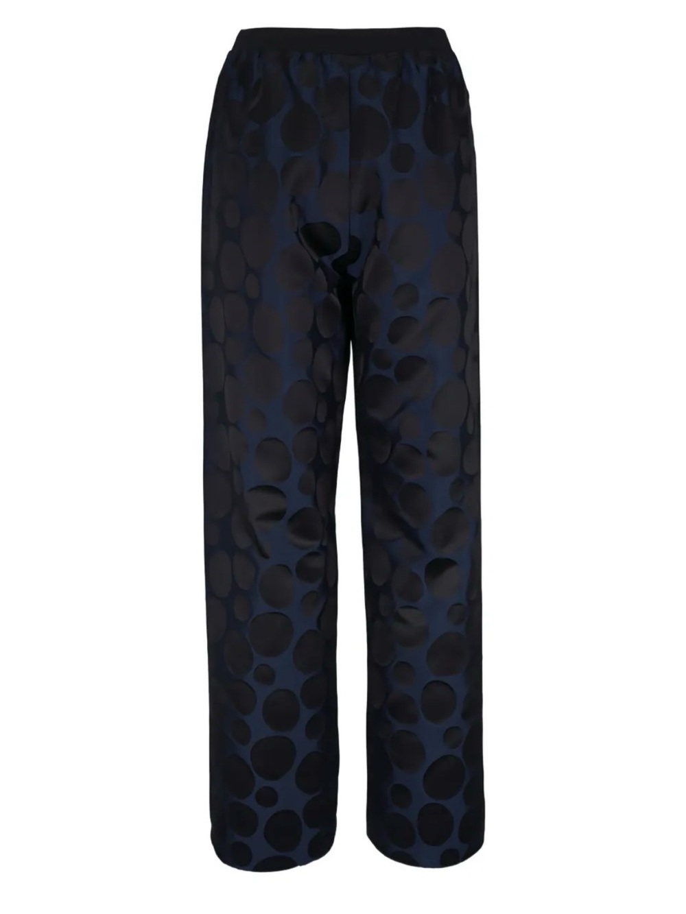 Peter Cohen 100% silk bubble-print trousers wide leg navy blue size small